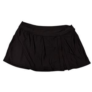 Anne Cole Banded Side Slit Swim Bottom Skirt Black Stretch, Black, XXL